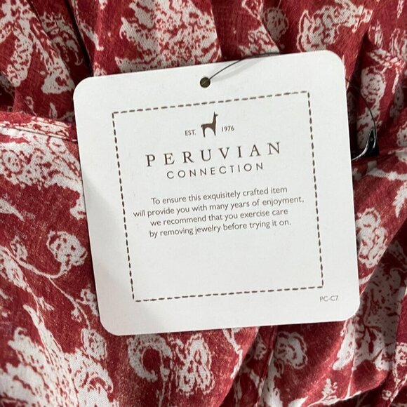 Peruvian Connection Becca Camisole Tank Top Size 2 Ruffle Red Floral NWT TP-2638 - Picture 6 of 9